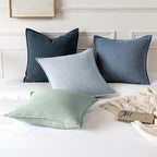 MIULEE Decorative Linen Euro Sham Pillow Covers 22x22 Inch Blue Ashes | Boho - Image 6
