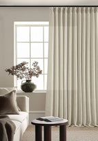 Pinch Pleat Extra Wide Beige Linen Curtain 120 Inches Long 70 Wide 1 Panel | by Twodrapes