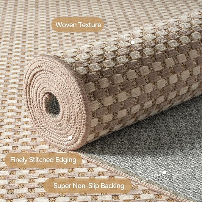 Hallway Runner Rug Woven Washable Long Kitchen Runner Brown 2x5 ft | Boho Soft - Image 5