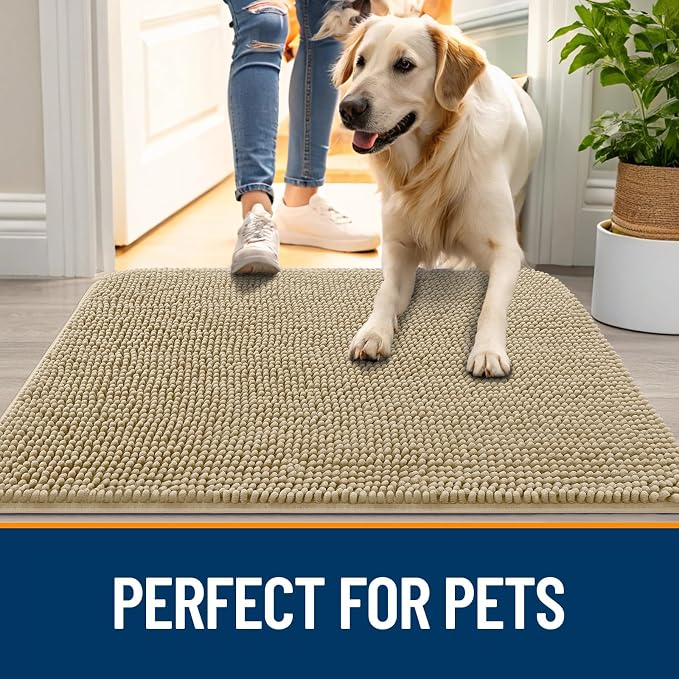 OLANLY Dog Door Mat for Muddy Paws 59x35, Super Absorbent Chenille Mud Mat | - Image 6