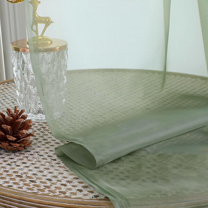 Sage Green Sheer Curtains 84 Inches Long 2 Panels Set, Light Filtering Sheer - Image 4