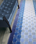 9 Ft Blue Hallway Runner Rug, Custom Size, Non Slip Washable, Pet Friendly | by ORFAHOME