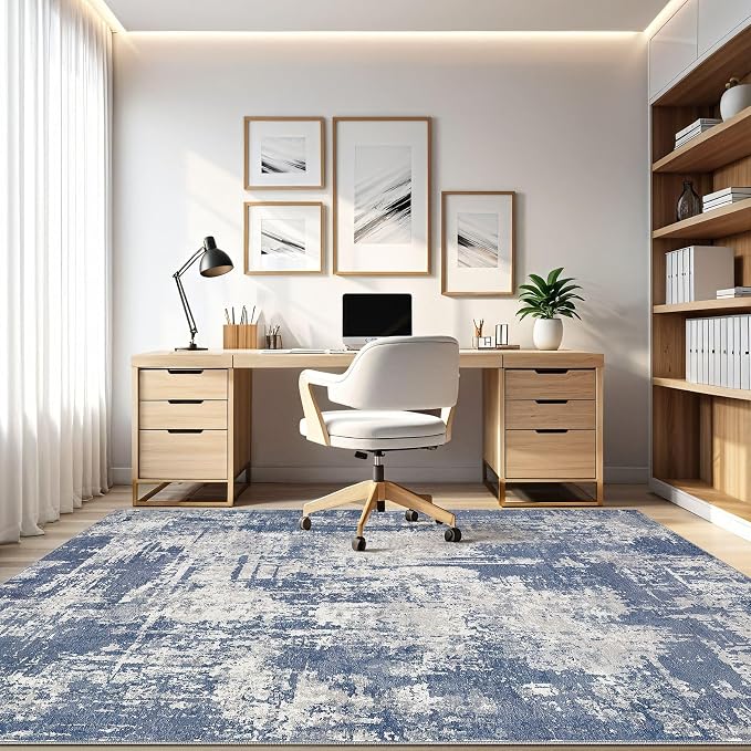 LOONGRUG 6x8 Area Rug Washable Neutral Modern Living Room Rugs Navy Grey | - Image 8