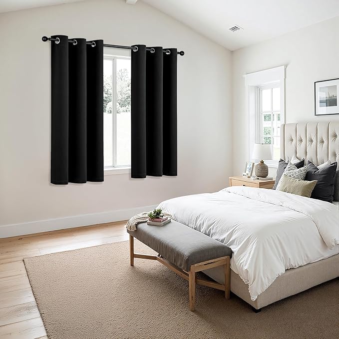 MIULEE Blackout Curtains for Bedroom 2 Panels 40 x 63 Inch Long Black | Thermal - Image 6