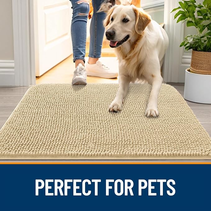 OLANLY Dog Door Mat for Muddy Paws 35x24, Super Absorbent Chenille Mud Mat | - Image 6