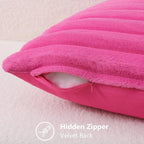 decorUhome Fall Faux Fur Throw Pillow Covers 12x20 Set of 2 Hot Pink | - Image 3
