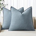 MIULEE Decorative Linen Euro Sham Pillow Covers 28x28 Inch Blue Grey | Boho by MIULEE
