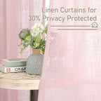 54 Inch Semi Sheer Window Linen Curtains, Light Filtering Panels | Faux Linen - Image 5
