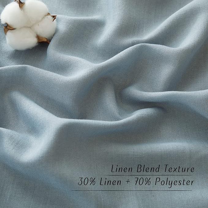 NICETOWN Stone Blue Linen Kitchen Window Curtains Over Sink, Grommet Thick - Image 6
