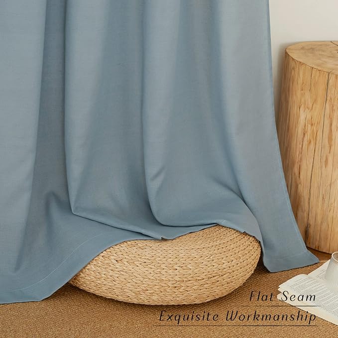 NICETOWN Thick Linen Blend Curtains Flax Textured - Image 2