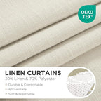 Joydeco Linen Curtains 84 Inch Length 2 Panels, Light Filtering Drapes 52 - Image 2