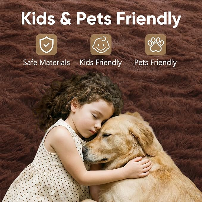 2x3 Brown Fluffy Soft Area Rug Non-Slip - Image 7
