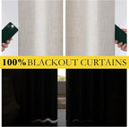 NICETOWN 100% Blackout Brich Linen Curtains - Image 4
