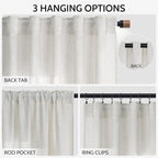 Natural Linen Curtains 84 Inch Length 2 Panels Set - Image 2