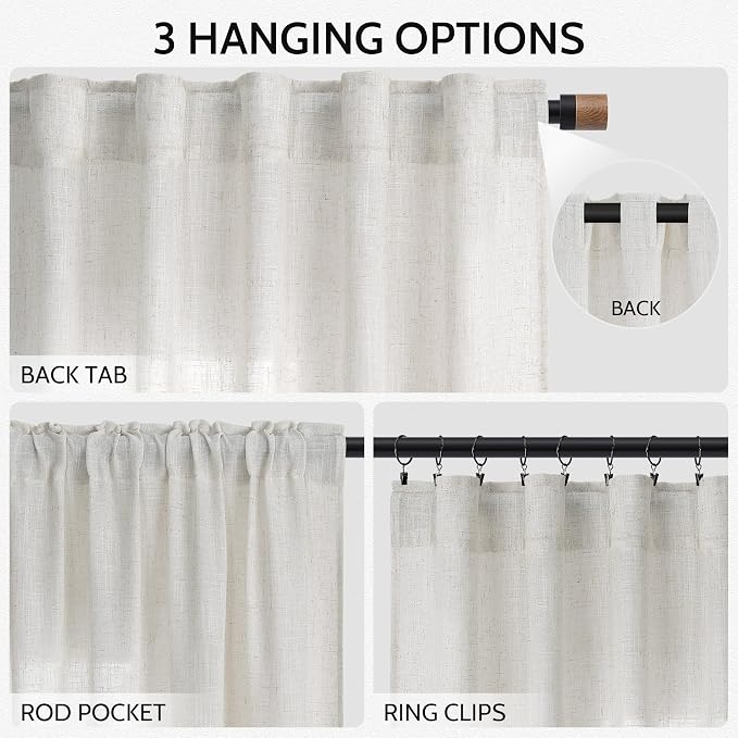 Natural Linen Curtains 120 Inches Long - Image 2