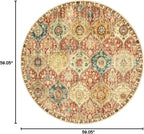 Lahome Moroccan Washable Round Area Rug, Round Rug 5ft Soft Non-Slip | Trellis - Image 2