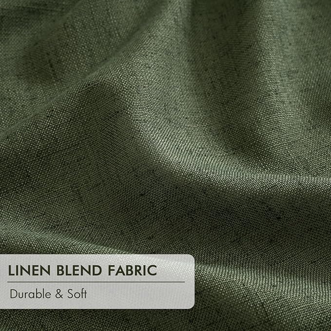 MIULEE Olive Green Pinch Pleated 100% Blackout Linen Curtains 40x90 Inches | - Image 6
