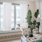 Pitalk White Linen Sheer Curtains 68 Inch Length 2 Panels - Image 2