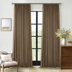 Dutch Cocoa Pleated Linen 100% Blackout Curtains 90 Inches Long - Image 8