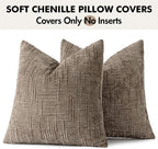 MIULEE Chenille Textured Euro Throw Pillow Covers Taupe Grey 26x26 | Set of 2 - Image 9