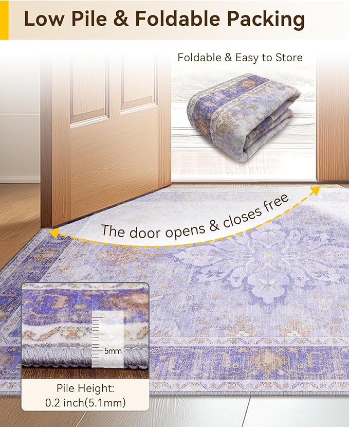 RELEANY Washable Area Rug, Runner 2'6"x5', Water Repellent, Pet Friendly - Image 5