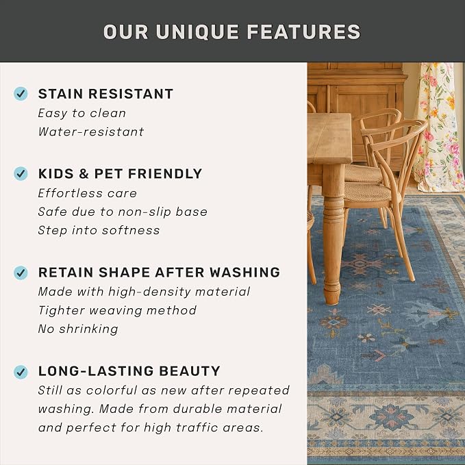 Light Blue 2x7 Washable Kitchen Runner - Image 7