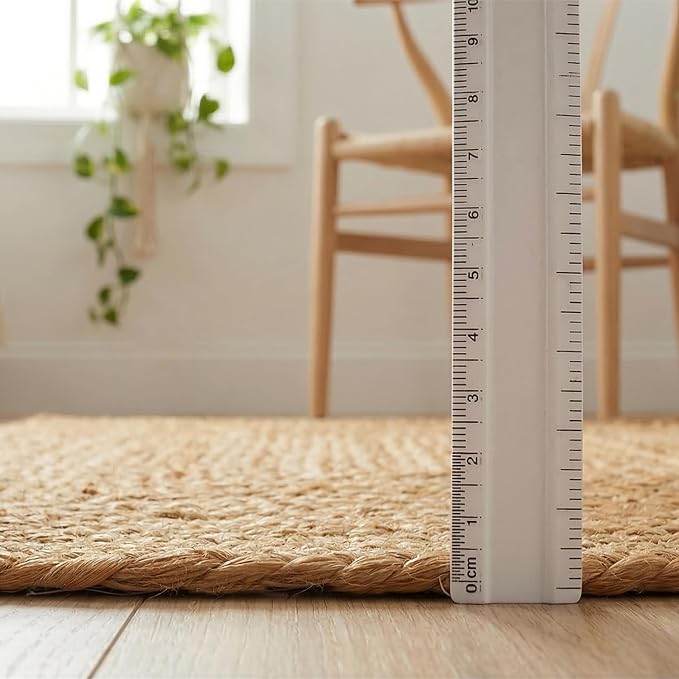 Hausattire Jute Braided Area Rug, 4x6 ft | 100% natural jute, hand woven - Image 2