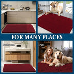 OLANLY Dog Door Mat for Muddy Paws 47x32, Super Absorbent Chenille Mud Mat | Red - Image 8
