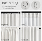 Topfinel Snow White Linen Blackout 105 Inch Curtains - Image 3