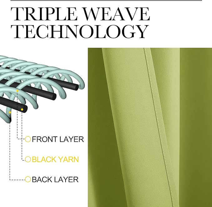 NICETOWN Blackout Curtains for Bedroom, Fresh Green, 1 Pair, 70 by 63-inch - Image 3