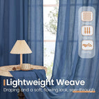 BGment Linen Navy Blue Curtains 90 Inch Length - Image 5