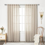 MYSKY HOME Cotton Curtains for Living Room Farmhouse Semi Sheer Light Filtering - Image 2