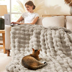 L'AGRATY Faux Rabbit Fur Throw Blanket - Image 2