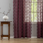 YJ YANJUN Vintage Lace Curtains 72 Inch Length -Dark Maroon Curtains - Image 5