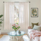 BGment Oatmeal Linen Semi Sheer Curtains 72 Inch Length - Image 2