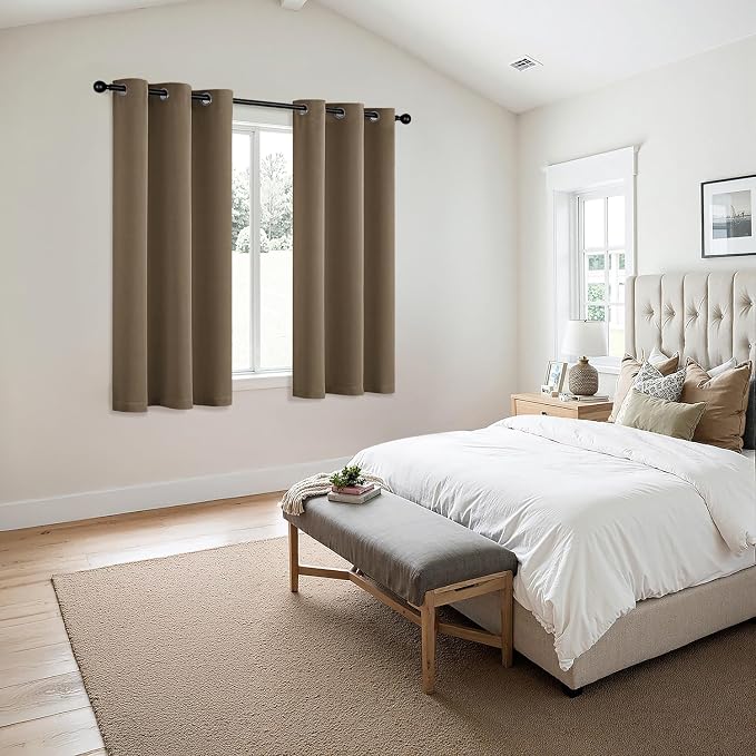 MIULEE Blackout Curtains for Bedroom 2 Panels 40 x 84 Inch Long Khaki | Thermal - Image 6
