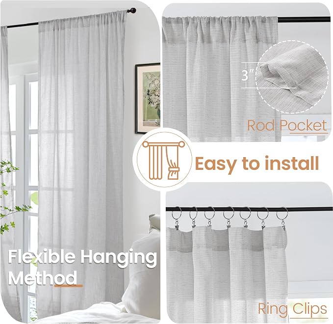 BGment Curtains 84 Inch Length 2 Panels Set - Image 6