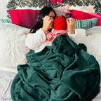 Bedsure GentleSoft Fleece Throw Blanket Forest Green - Image 6