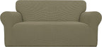 Easy-Going Stretch Loveseat Couch Covers Washable Khaki | 1-Piece Loveseat by Easy-Going