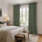 MIULEE 100% Blackout Linen Curtains 42 x 84 Inch Olive Green 2 Panels | Thermal - Image 8