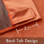 MIULEE Velvet Curtains 52x90 inches 2 Panels Fall Orange Blackout Curtains | - Image 3
