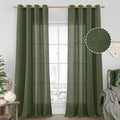 Olive Green Linen Sheer Curtains 95 inch by LAMIT