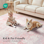 Rugflix 5x7 Area Rugs for Bedroom, Washable Pink Large Rug | Machine Washable; - Image 6