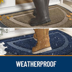 OLANLY Half Circle Front Door Mat Outside 47x32 All-Season Rubber Doormat | Grey - Image 3