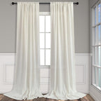 Cream Curtains 96 Inches Long for Living Room 2 Panels Back Tab Loop Pocket - Image 8
