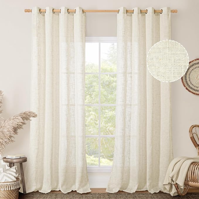 102 inch Natural Linen Curtains - Image 2