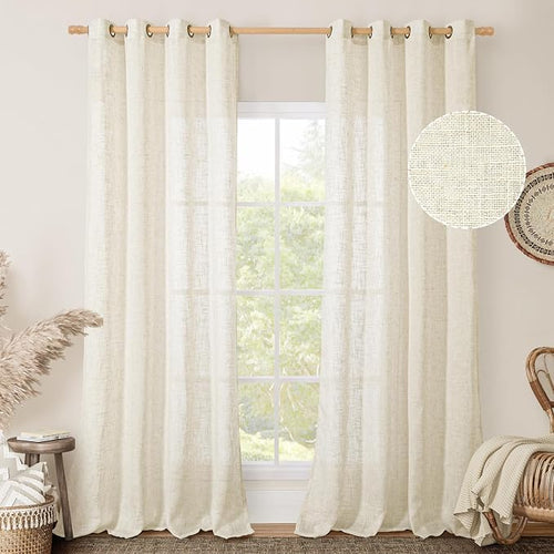 102 inch Natural Linen Curtains - Image 2