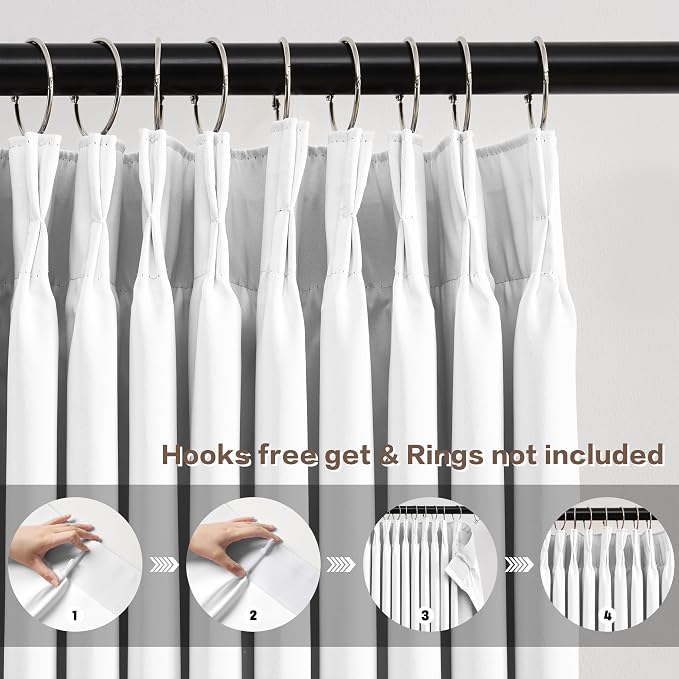 White Blackout Curtains 102 Inches Long, Custom Made Pinch Pleated Memory - Image 2