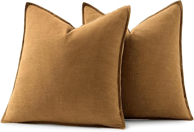 MIULEE Decorative Linen Pillow Covers 18x18 Inch Hazel | Boho Farmhouse​ - Image 6