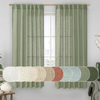 Sage Green Linen Curtains 63 Inch by LAMIT